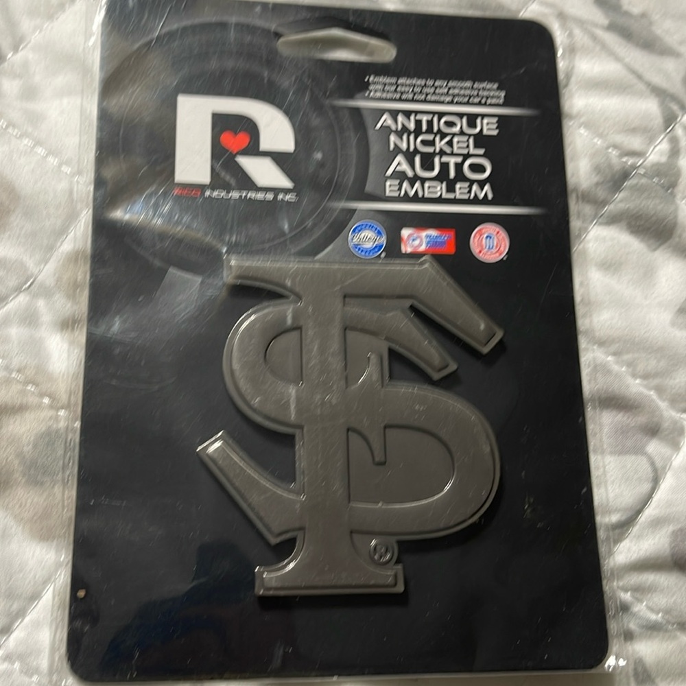 New Florida State antique nickel auto emblem